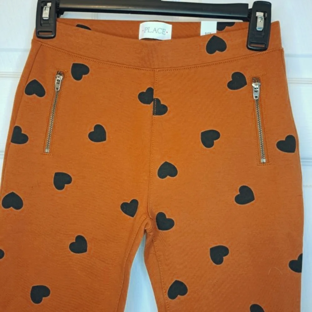 NEW Children's Place Heart Leggings with Zippers Size 12